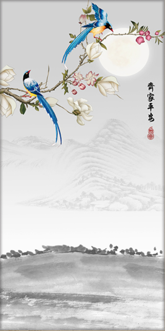 中式手绘玉兰花开