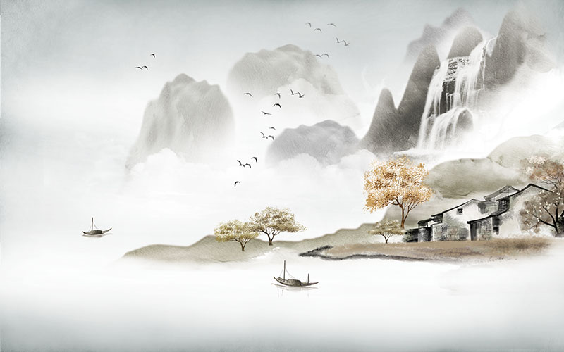 新中式水墨山水背