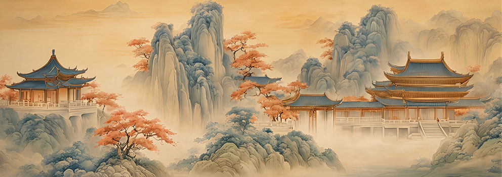 新中式国潮阁楼山