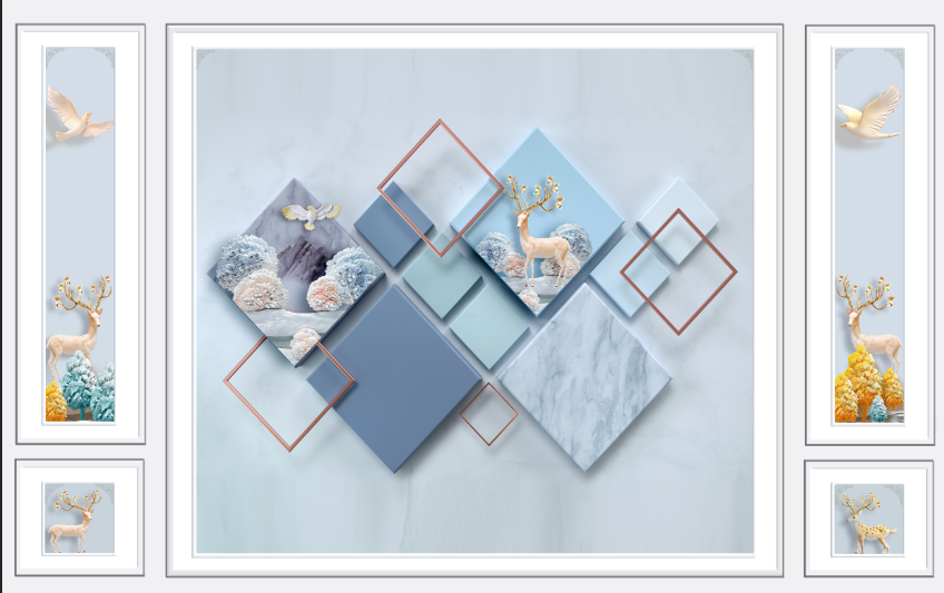 现代简约几何麋鹿