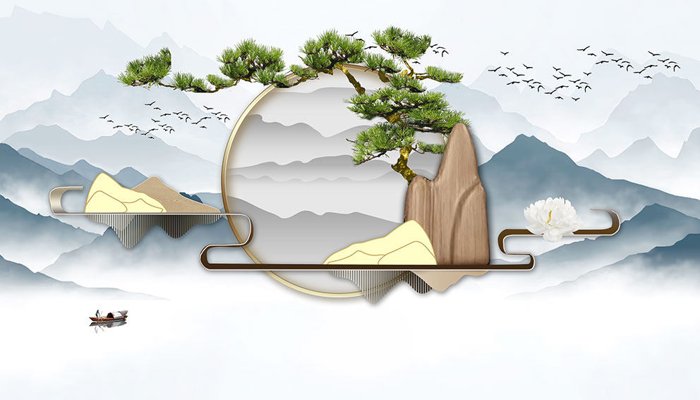 新中式背景墙格栅