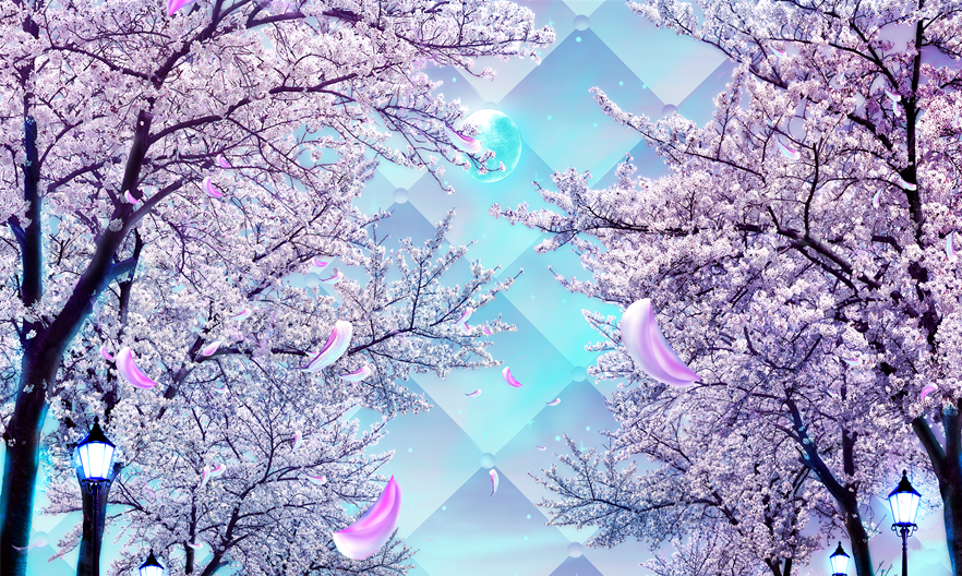 风景背景墙 樱花