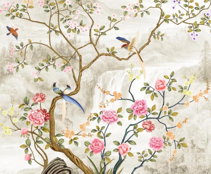 花鸟电视背景墙背