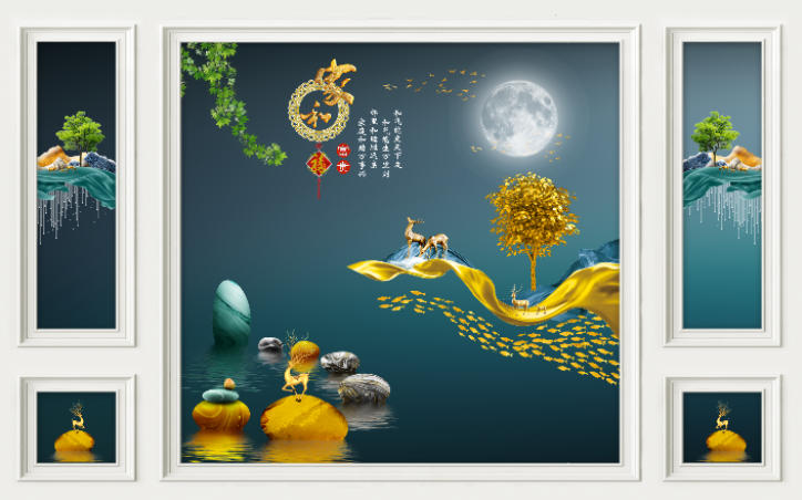 新中式背景墙家和