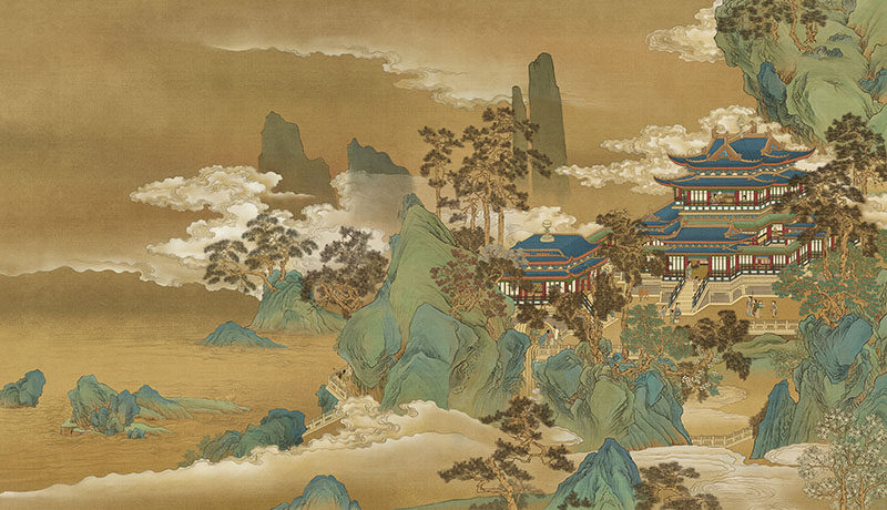 新中式阁楼的山峰