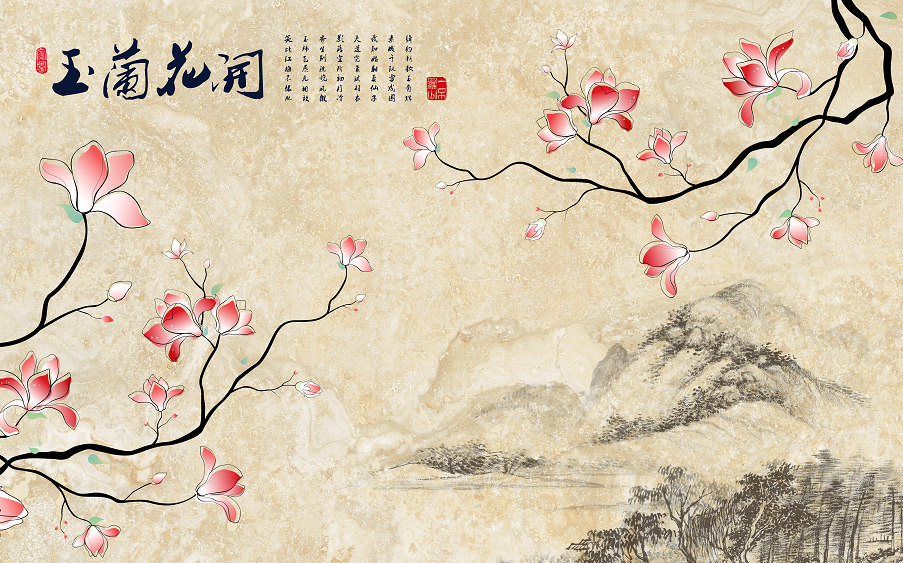 玉兰花开大理石纹