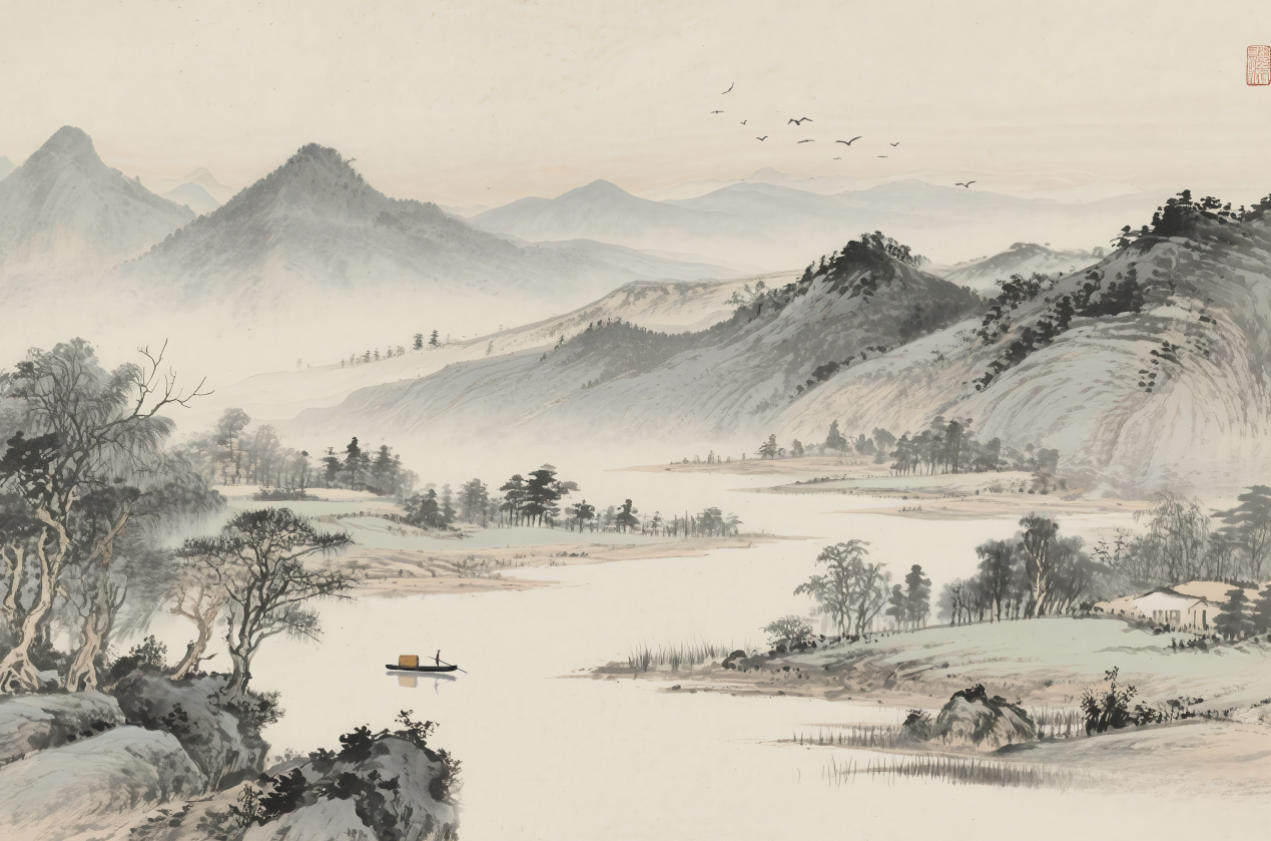 新中式复古山水黑