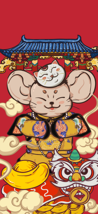 手绘国潮风抽象麻