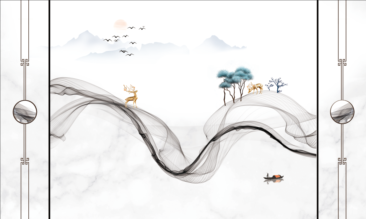 现代简约格栅大理