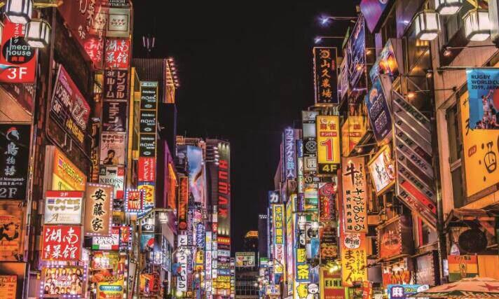 霓虹灯日本夜景日