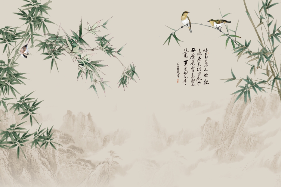 高清新中式山水竹