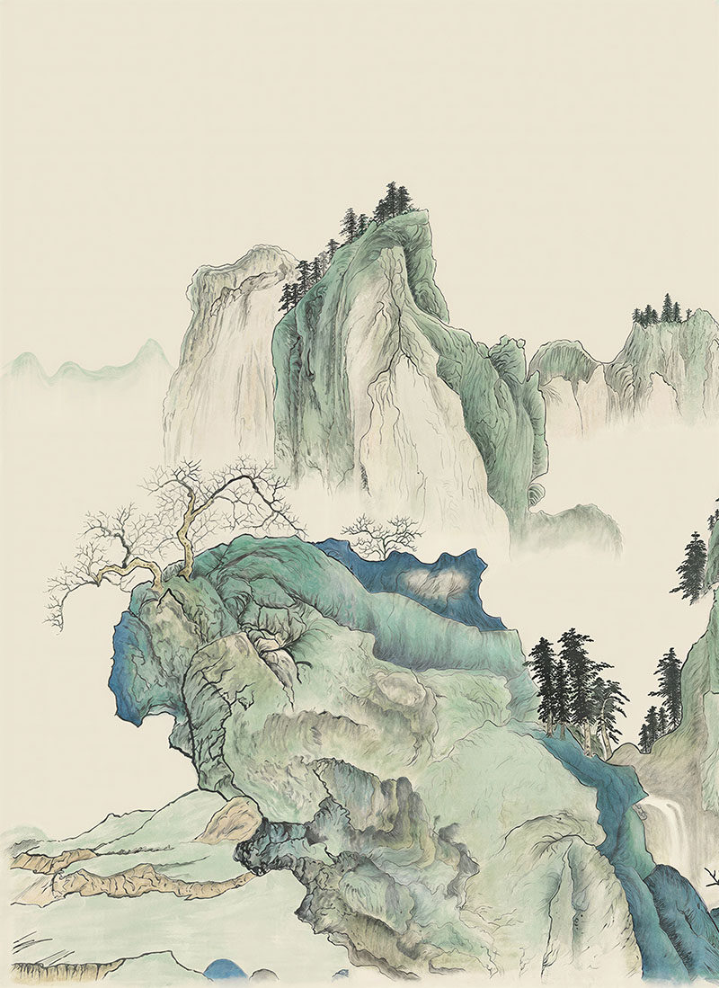 新中式复古彩色山