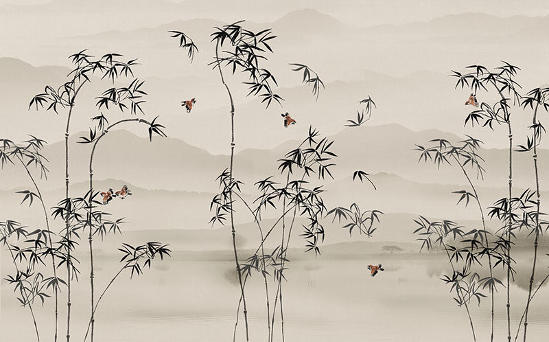背景墙新中式水墨
