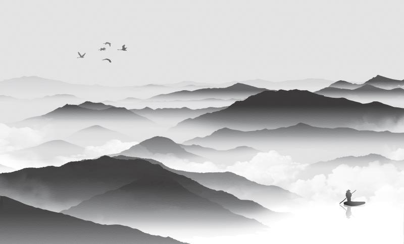 新中式水墨山水意