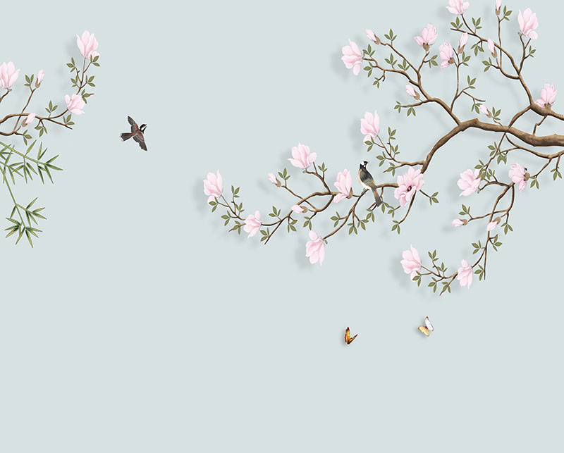 新中式背景墙粉色