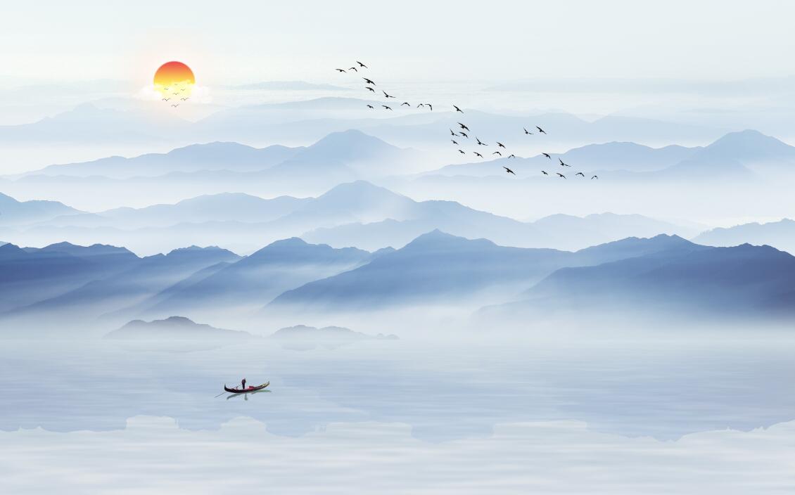 新中式写意水墨山
