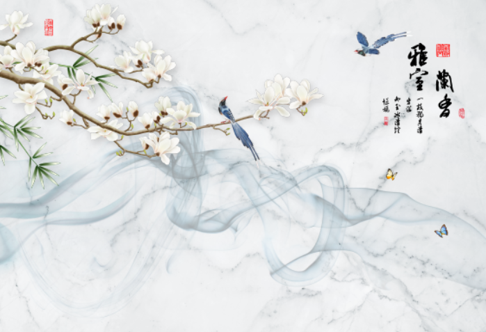 雅室兰香花鸟背景