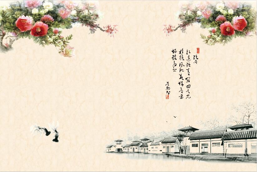 中式手绘牡丹江南