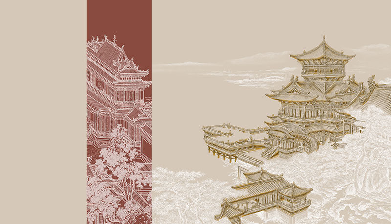 背景墙新中式阁楼