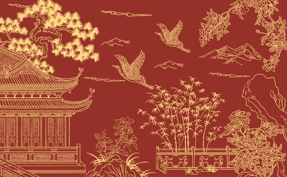 背景墙新中式金色