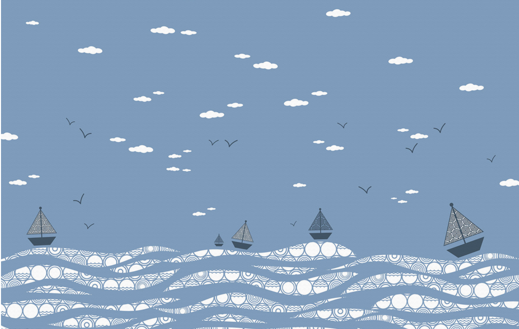 意境大海小船海浪