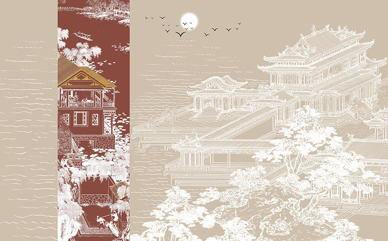 背景墙新中式阁楼