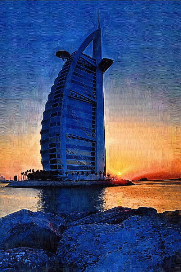 油画抽象帆船油画