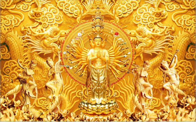 金色千手观音浮雕