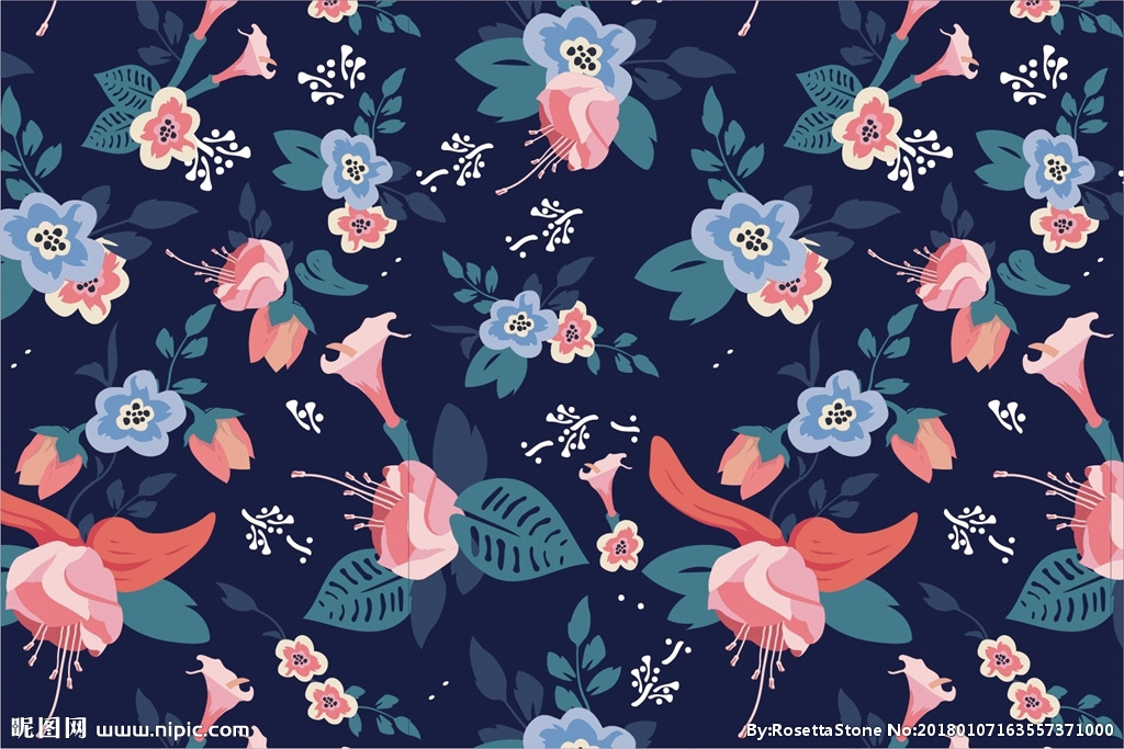 手绘花朵无缝背景