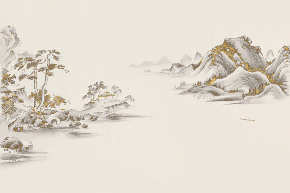 新中式简约抽象山