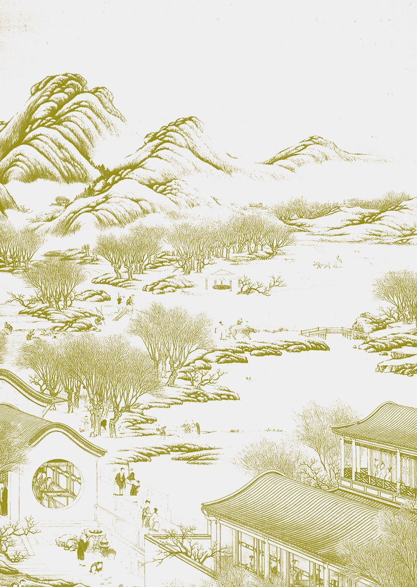 山屋线稿楼阁背景