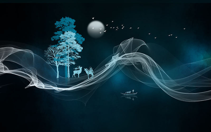 现代简约背景墙飘