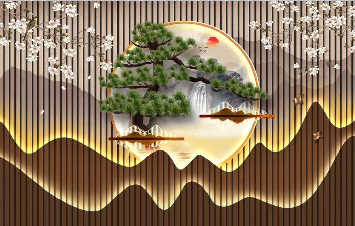 不分层中式格栅迎