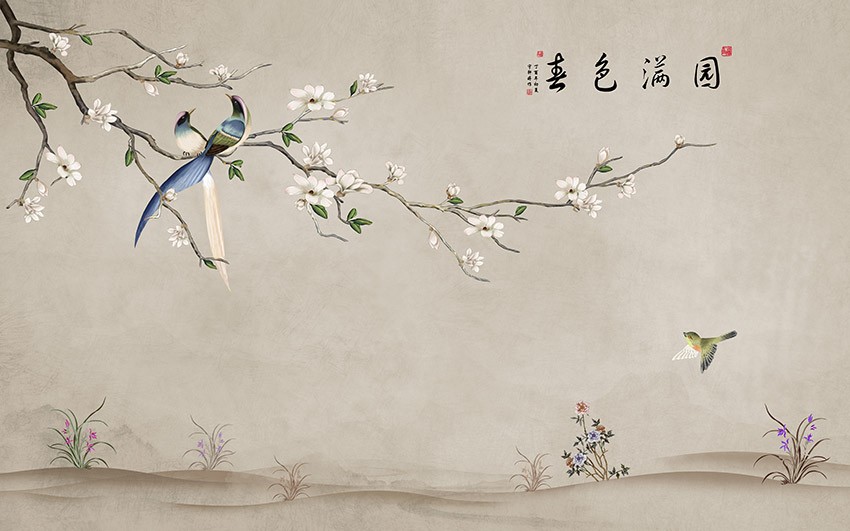 不分层新中式花鸟