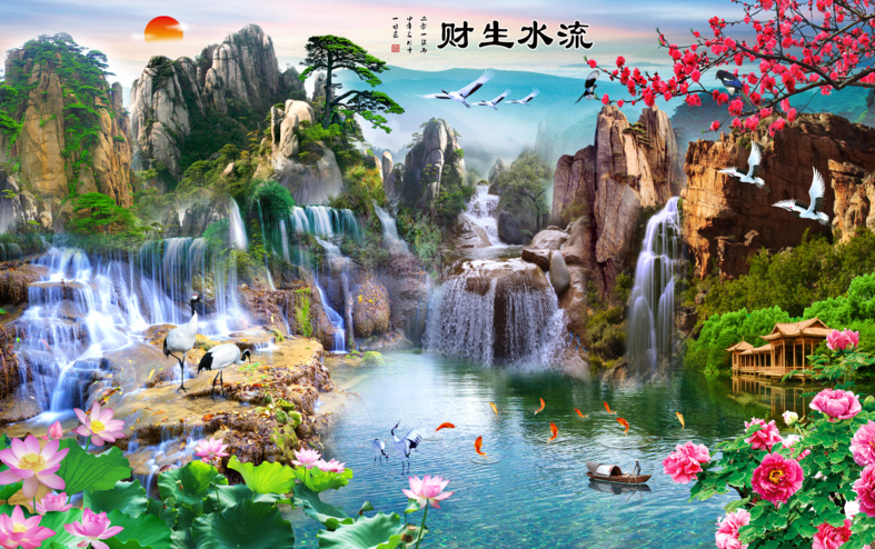 流水生财高清梅花