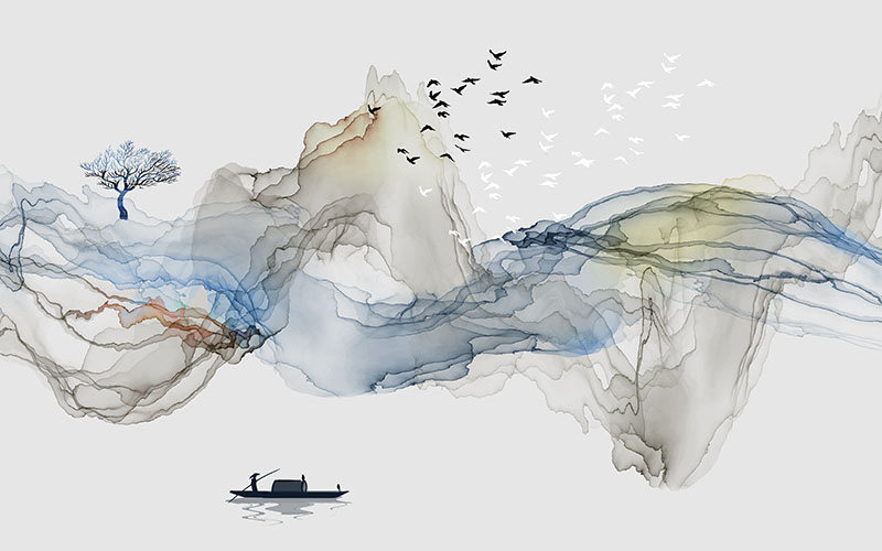 背景墙现代简约飘