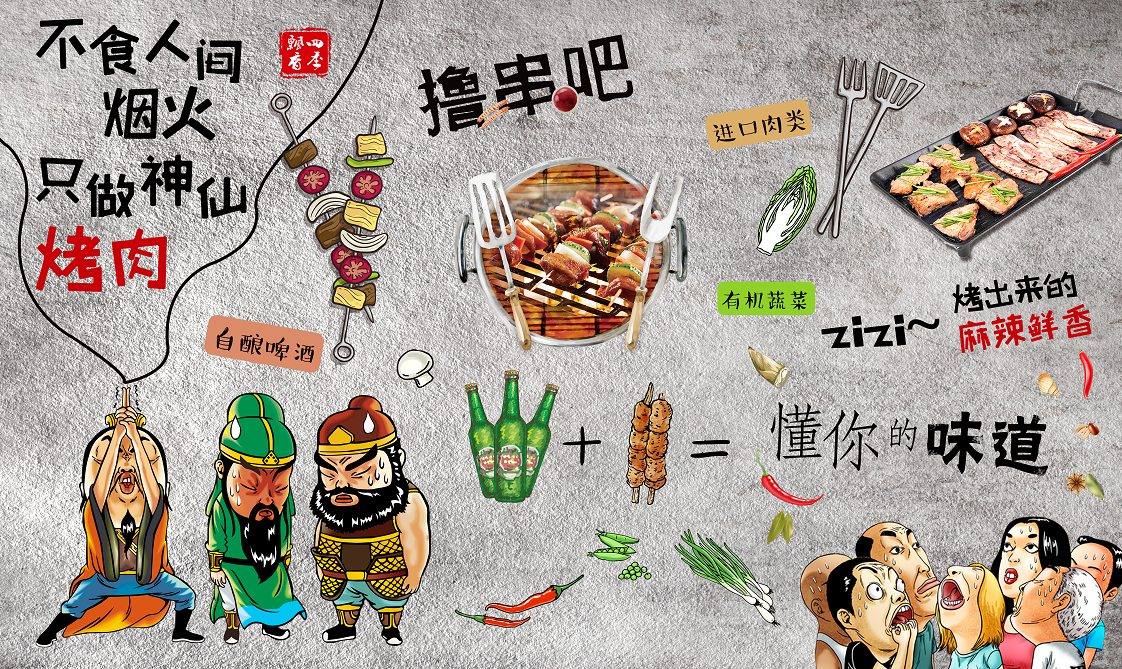 复古手绘撸串烧烤