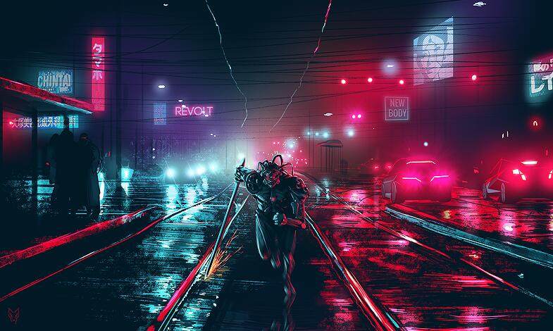 赛博朋克风英雄背