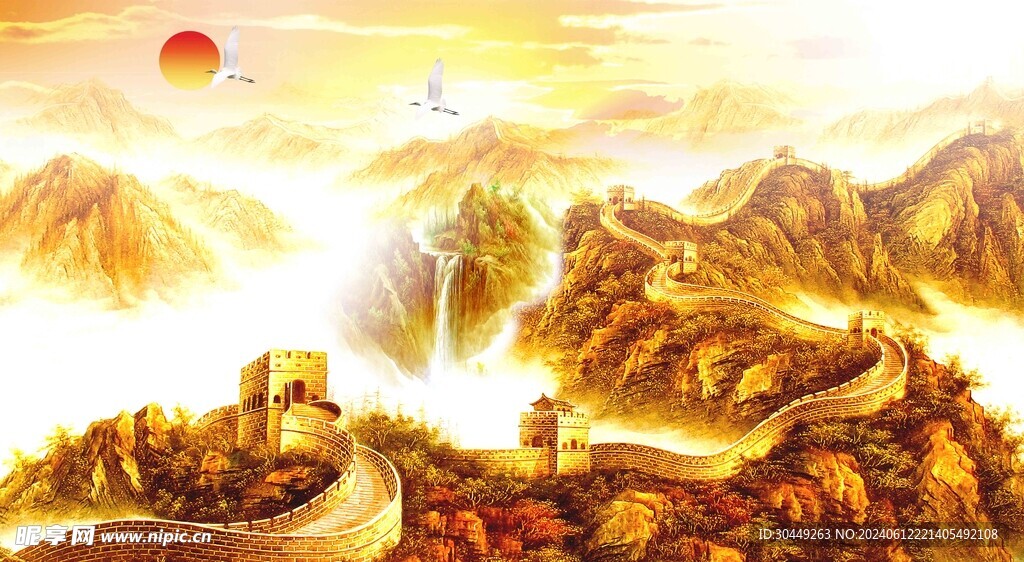 新中式山水背景墙