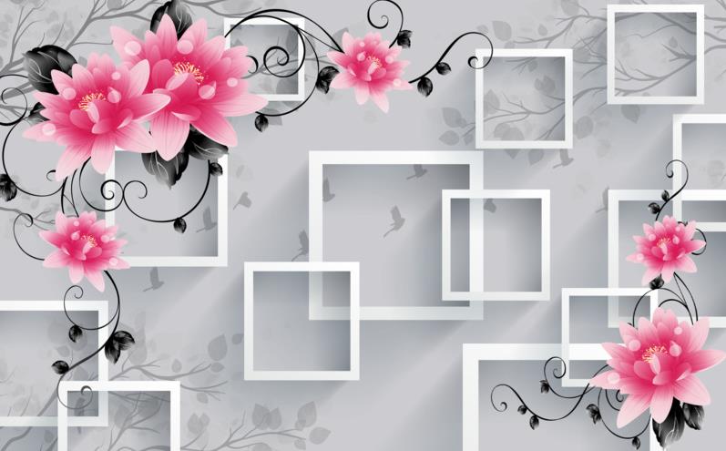 3D方框梦幻花卉