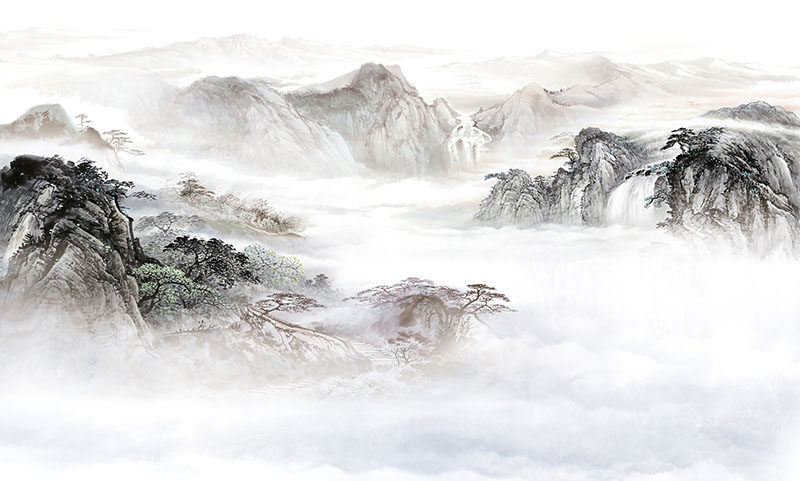 背景墙新中式大理