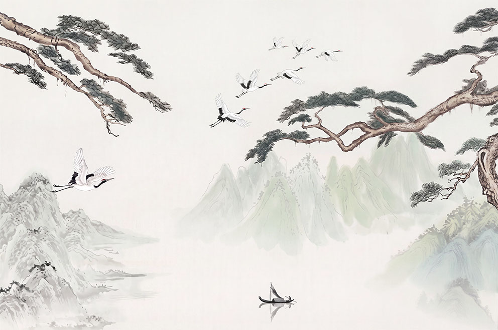 新中式山水背景墙