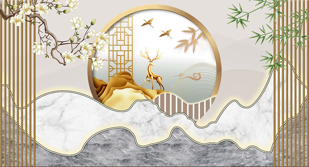 新中式背景墙格栅