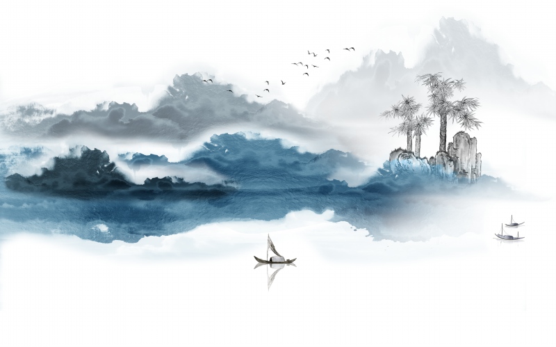 新中式国画山水背