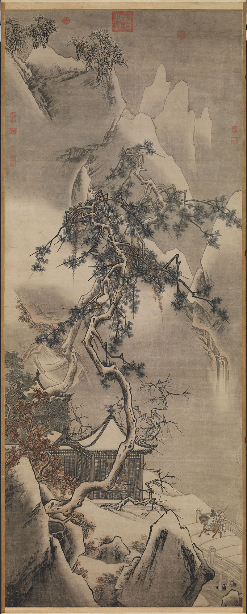 背景墙中式楼阁-