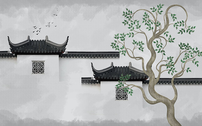 新中式背景墙徽派