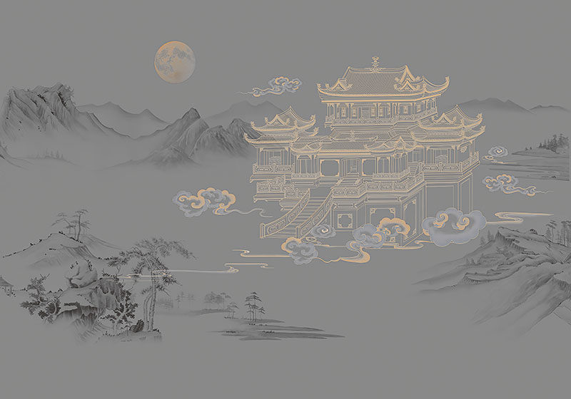 背景墙新中式阁楼