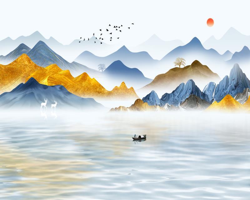 新中式抽象水墨山