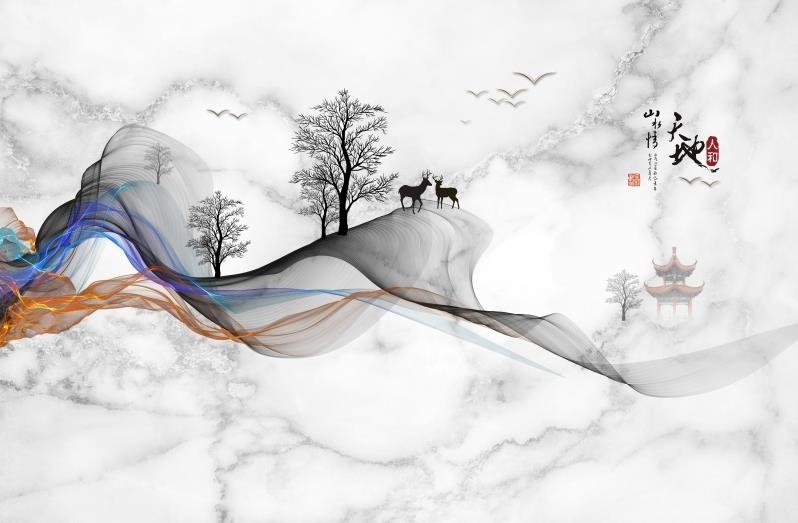新中式手绘抽象线