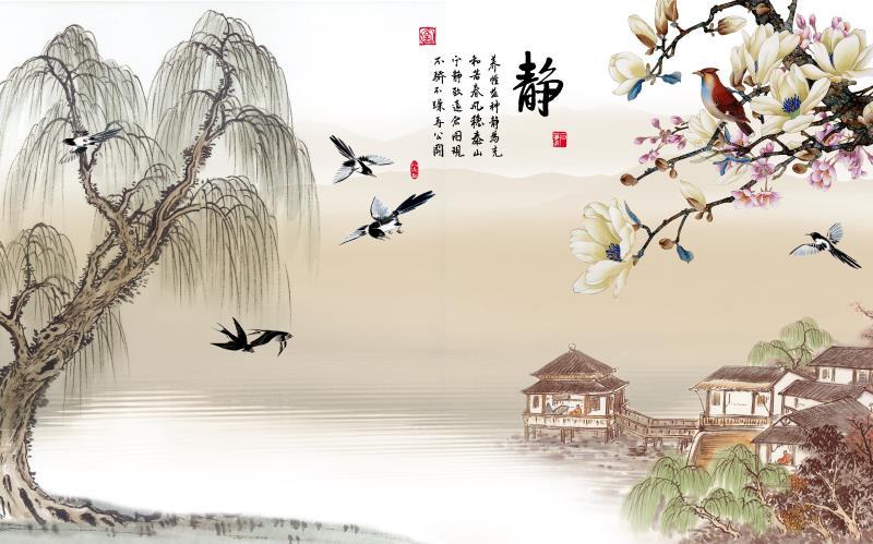 中式江南水乡静字